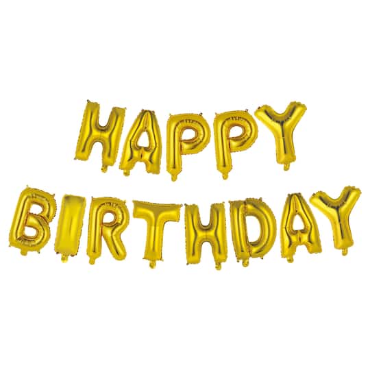 Michaels, Happy Birthday Gold Foil Balloon Banner Kit By Celebrate It™ – Category: Balloon Banners & Kits